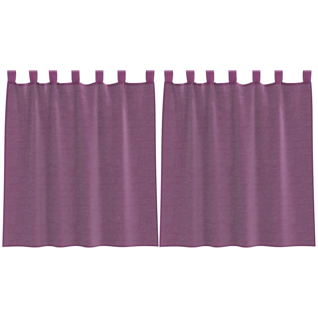Voile Gardiner med Sløjfer 2 Stk Lilla 140x140 cm