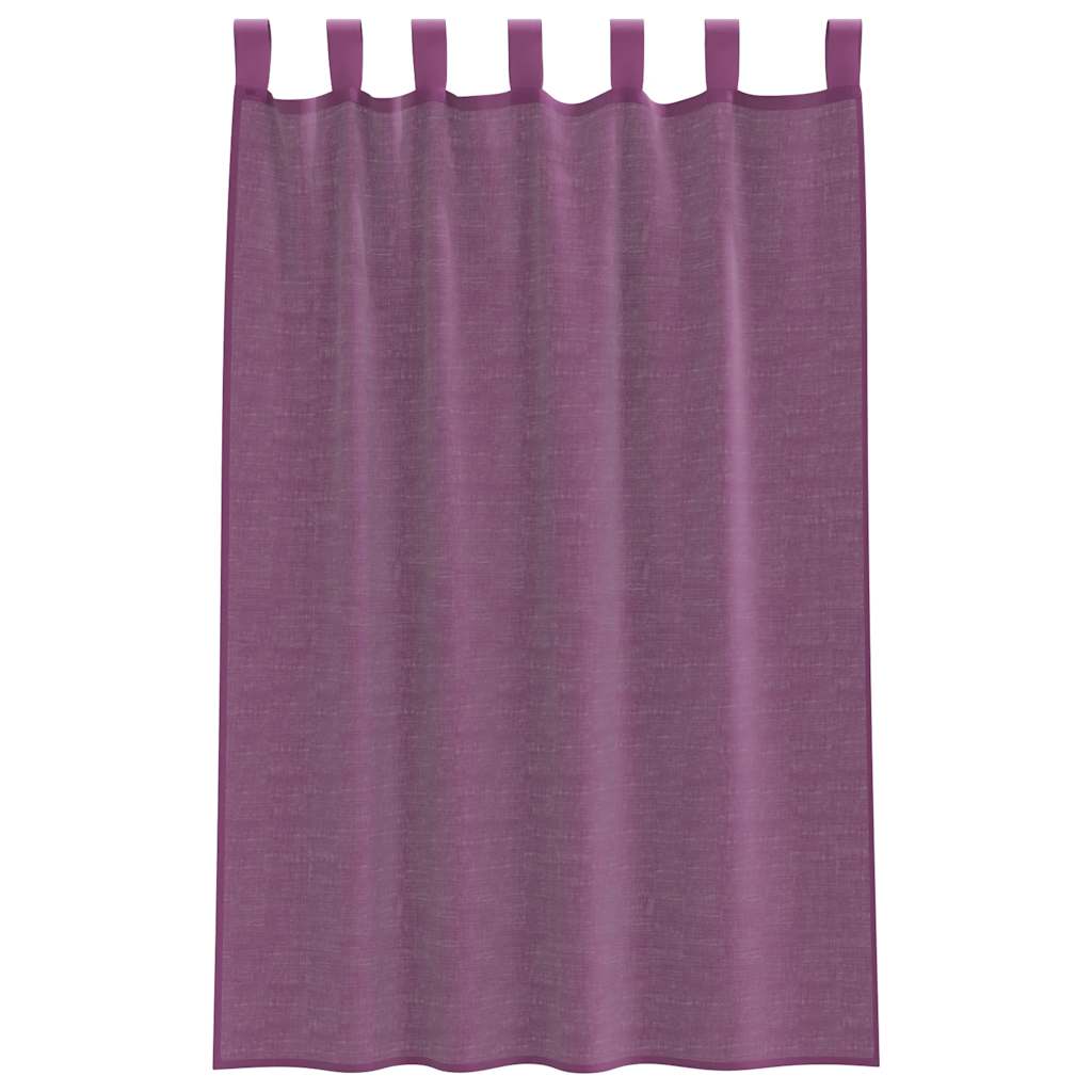 Voile Gardiner med Sløjfer 2 Stk Lilla 140x175 cm