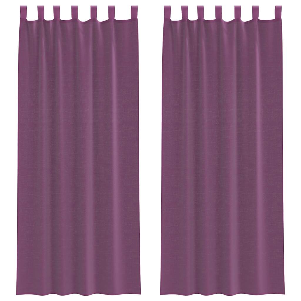 Voile Gardiner med Sløjfer 2 Stk Lilla 140x260 cm