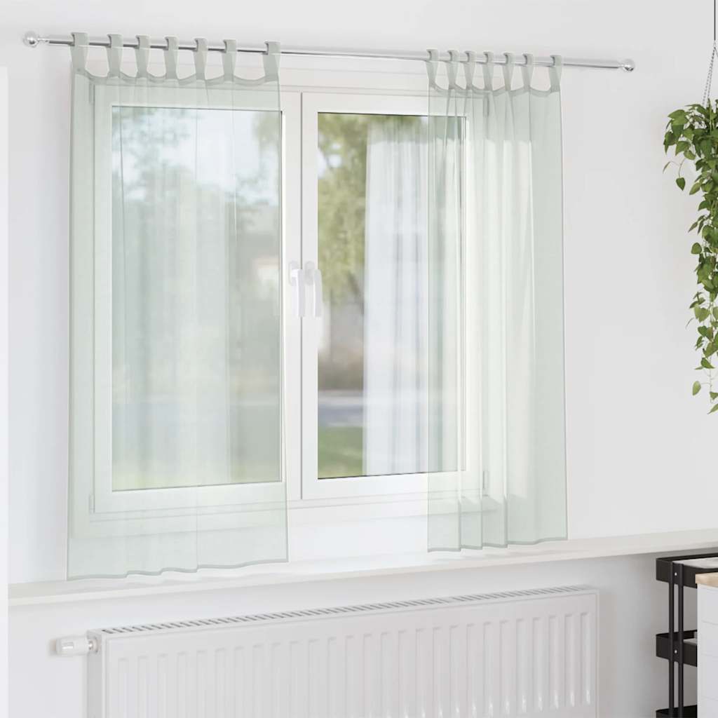 Voile Gardiner med løkker 2 stk Lysegrå 140x175 cm