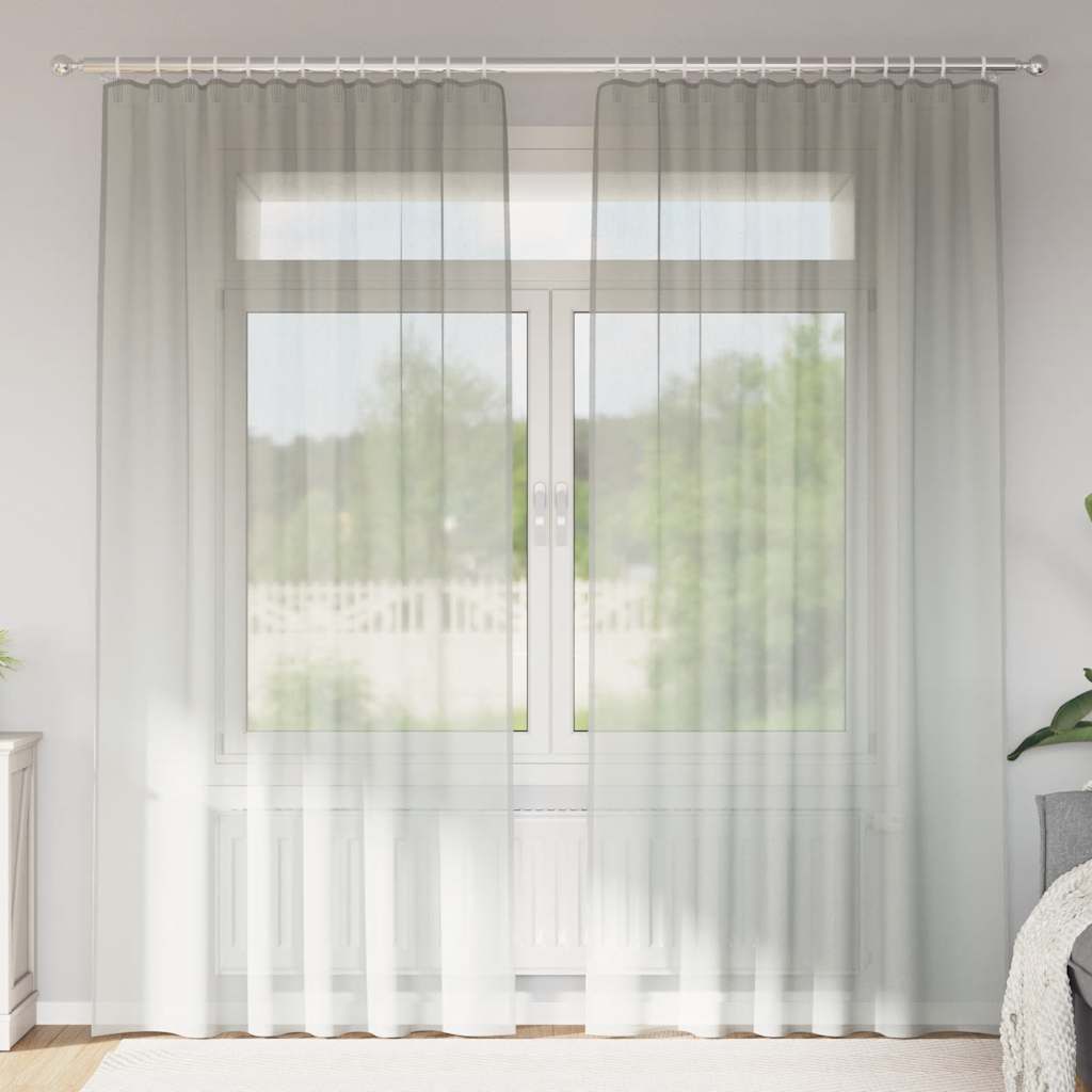 Voile Gardiner med løkker 2 stk Lysegrå 140x225 cm