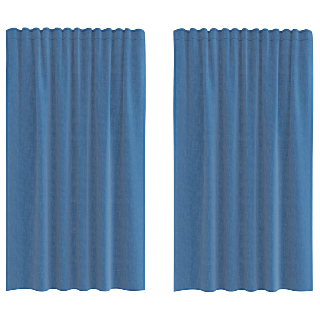 Voile Gardiner med løkker 2 stk Kongeblå 140x175 cm