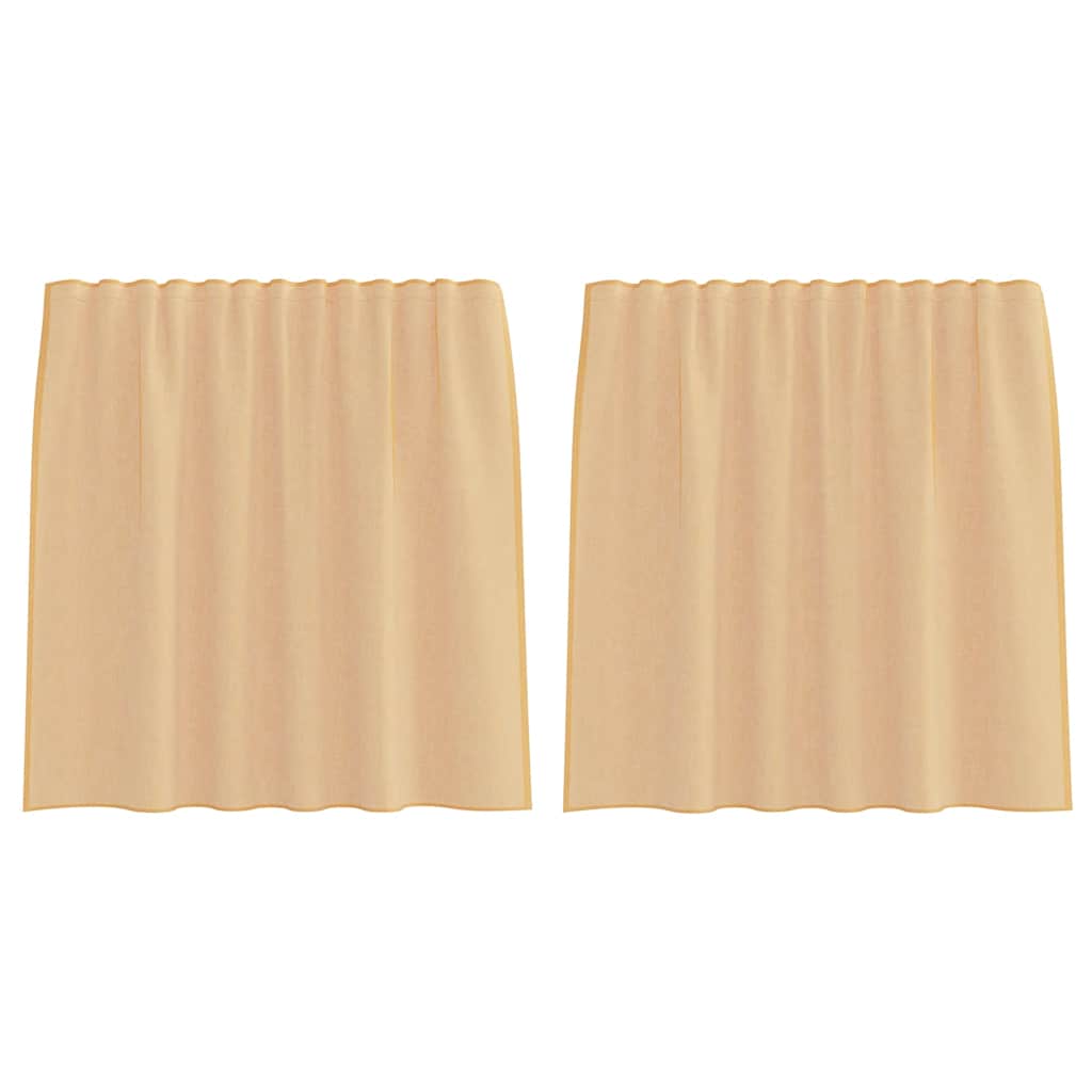 Voile Gardiner med løkker 2 stk Sandfarve 140x140 cm