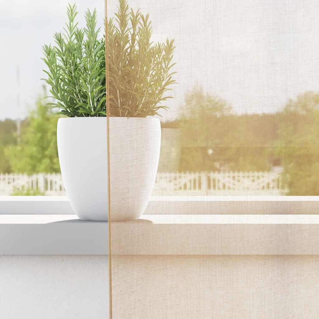 Voile Gardiner med løkker 2 stk Sandfarve 140x140 cm