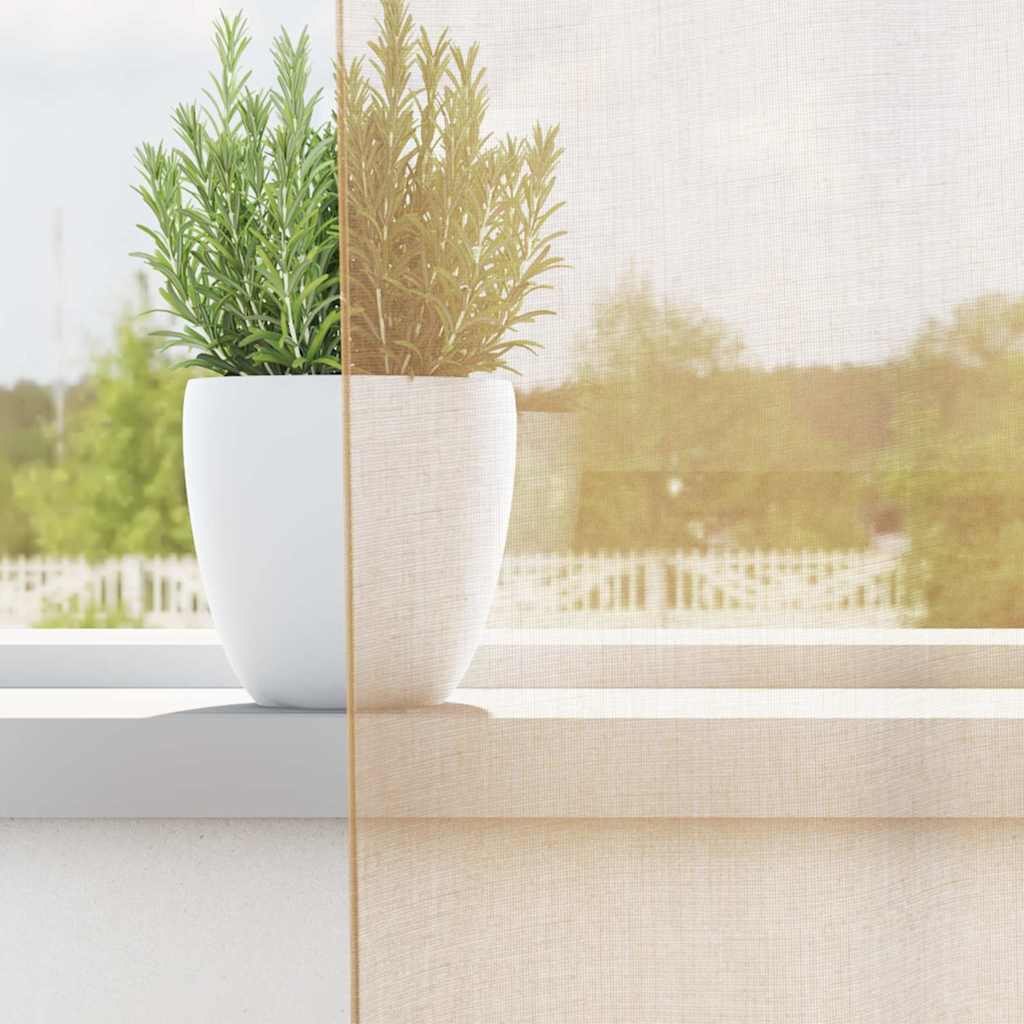 Voile Gardiner med løkker 2 stk Sandfarve 140x175 cm