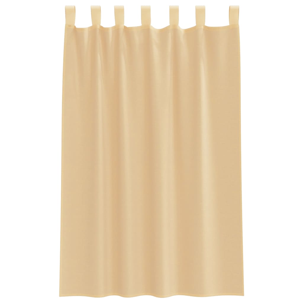 Voile Gardiner med løkker 2 stk Sandfarve 140x175 cm