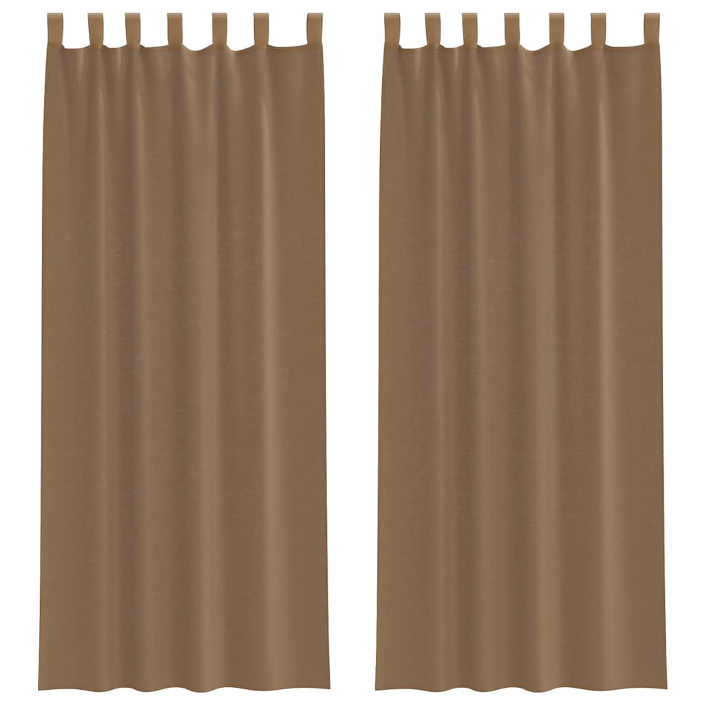 Voile Gardiner med løkker 2 stk Lysebrune 140x260 cm