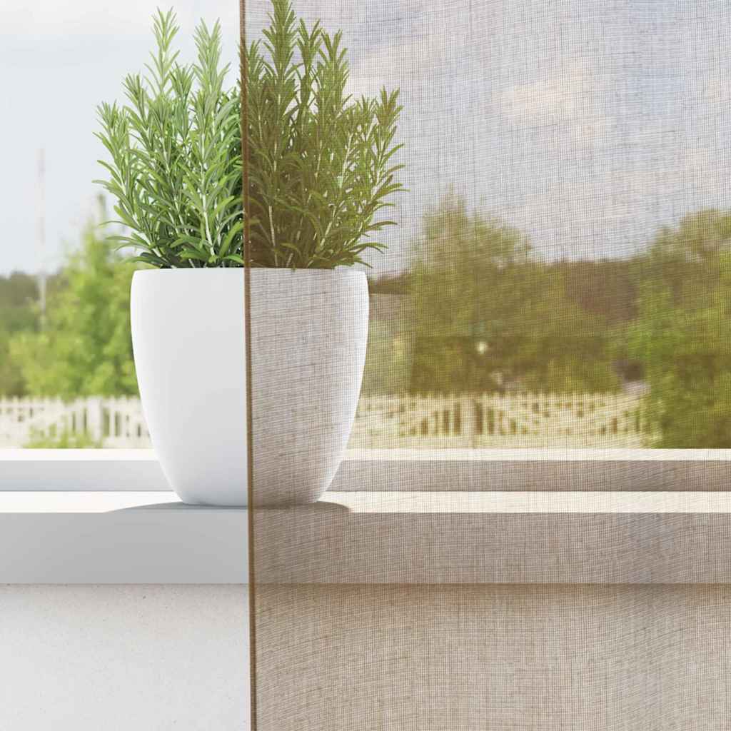 Voile Gardiner med løkker 2 stk Lysebrune 140x260 cm