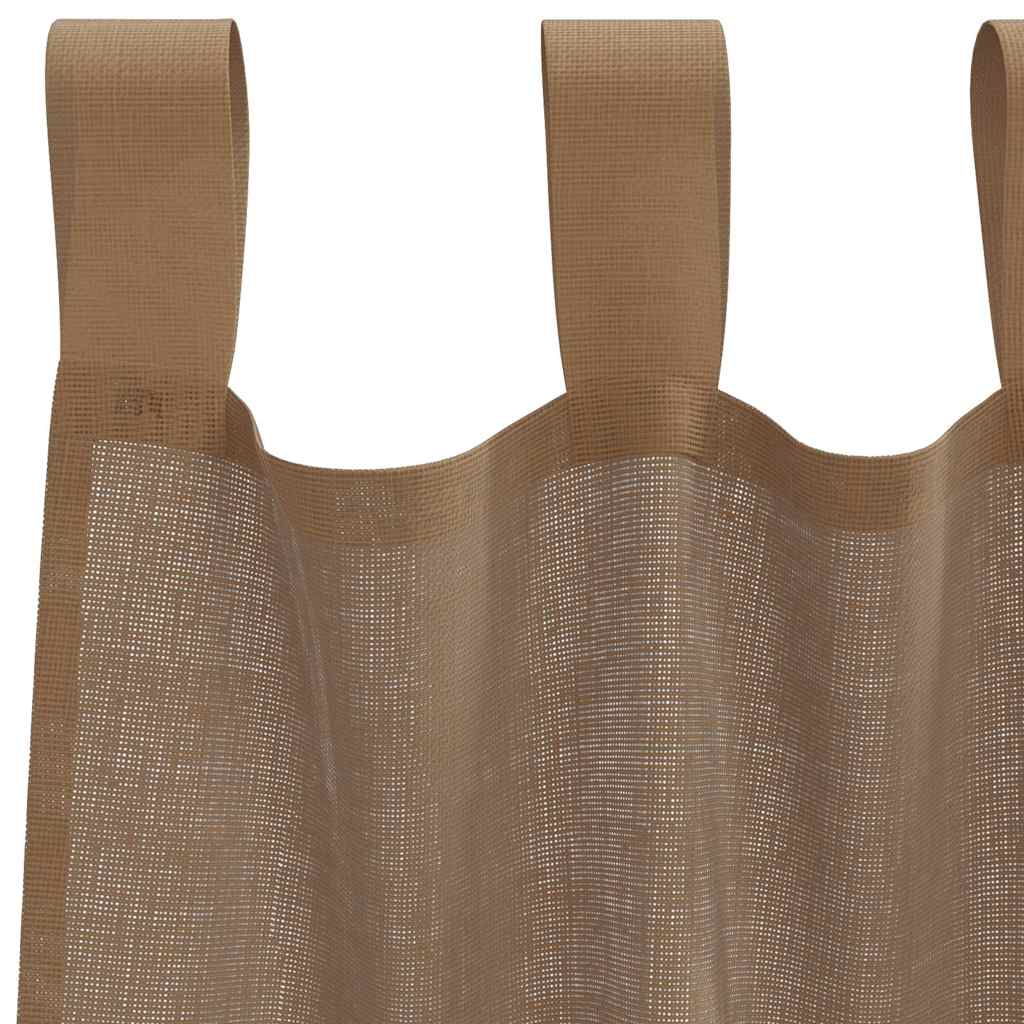 Voile Gardiner med løkker 2 stk Lysebrune 140x260 cm