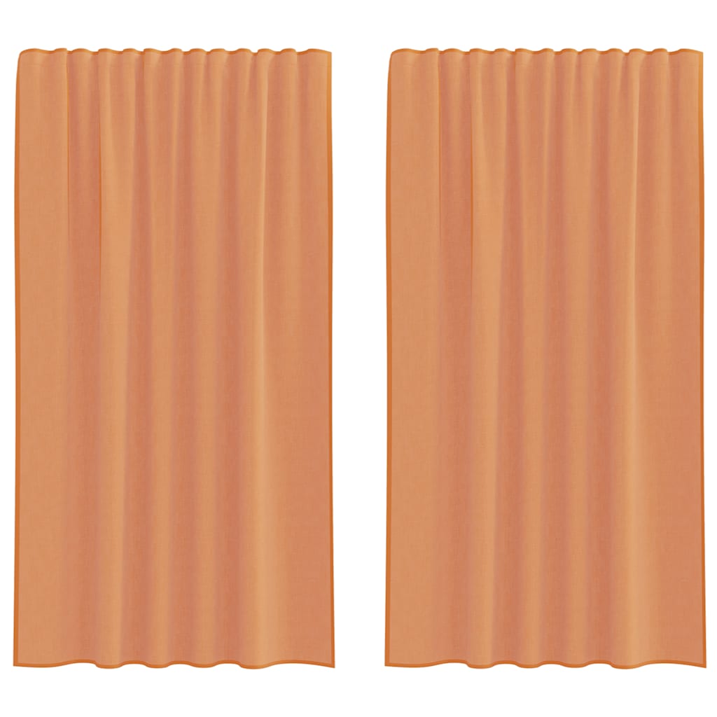 Voile Gardiner med løkker 2 stk Terracotta Rød 140x175 cm