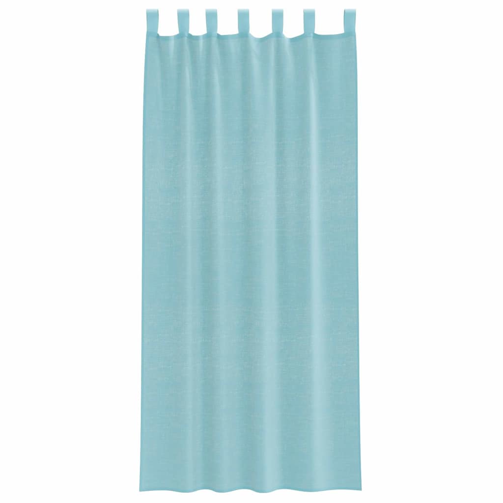 Voile Gardiner med Sløjfer 2 Stk Turkis 140x225 cm