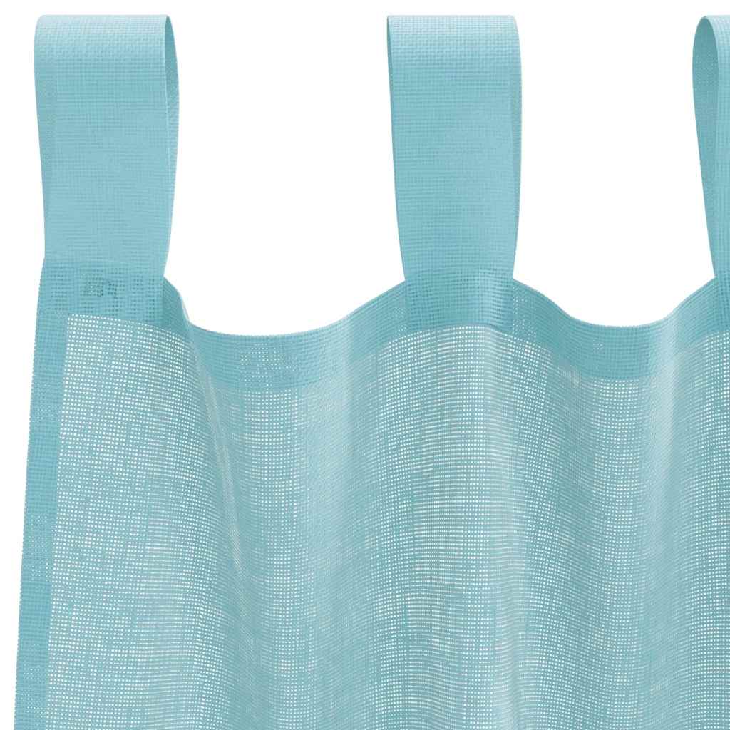 Voile Gardiner med Sløjfer 2 Stk Turkis 140x225 cm