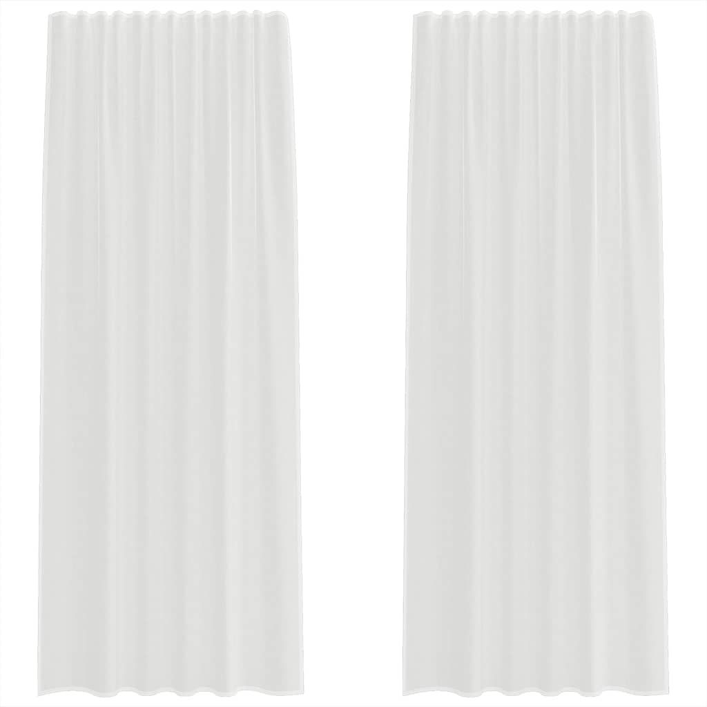 Voile Gardiner med løkker 2 stk Hvide 140x245 cm