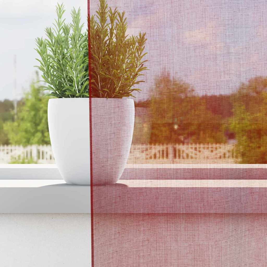 Voile Gardiner med Sløjfer 2 Stk Vinrød 140x245 cm