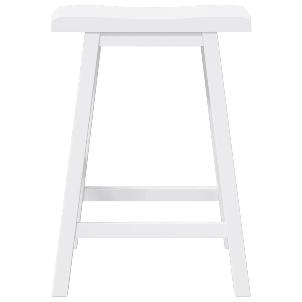 Barhocker 2 Stk. Weiß Massivholz Gummibaum