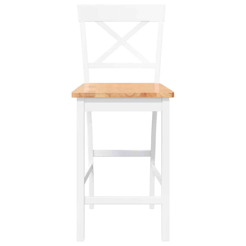 Barhocker 2 Stk. Weiß Massivholz Gummibaum