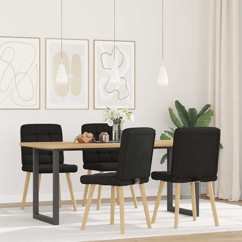 Spisestuestole 4 stk. Sort stof