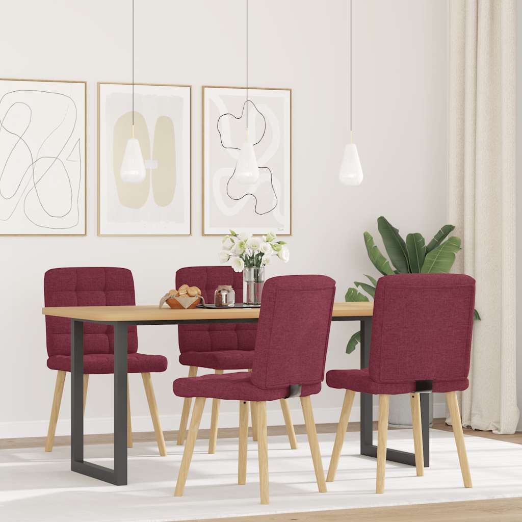 Spisestuestole 4 stk. Vinrødt stof