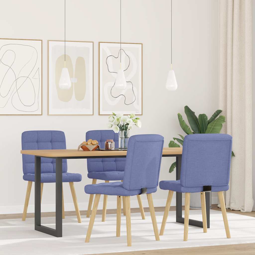 Spisestuestole 4 stk Denim Blå Stof