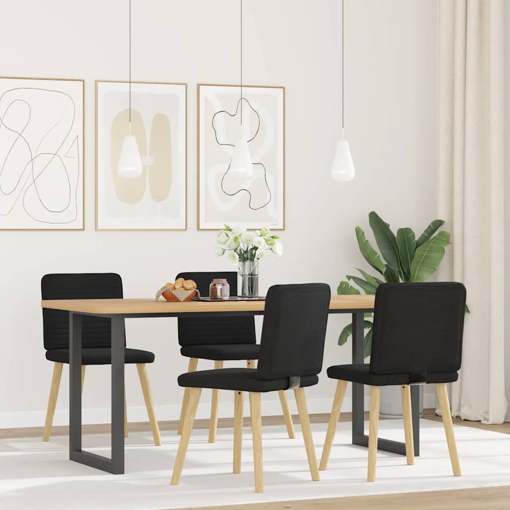 Spisestuestole 4 stk. Sort stof