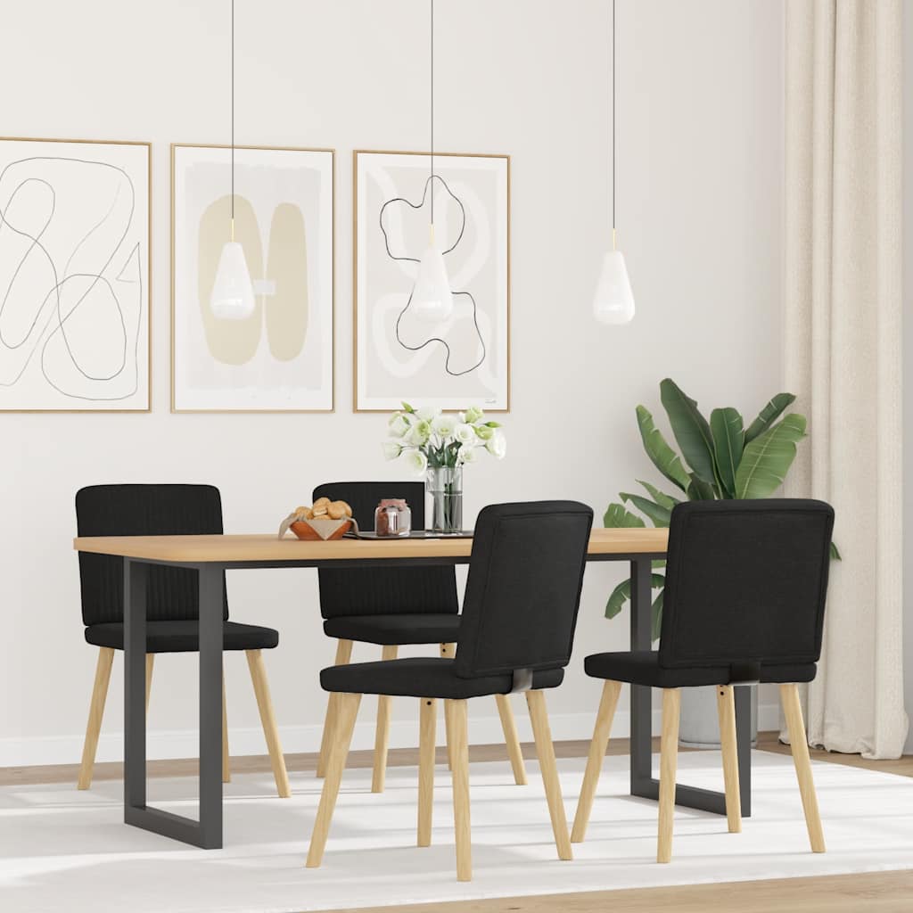 Spisestuestole 4 stk. Sort stof