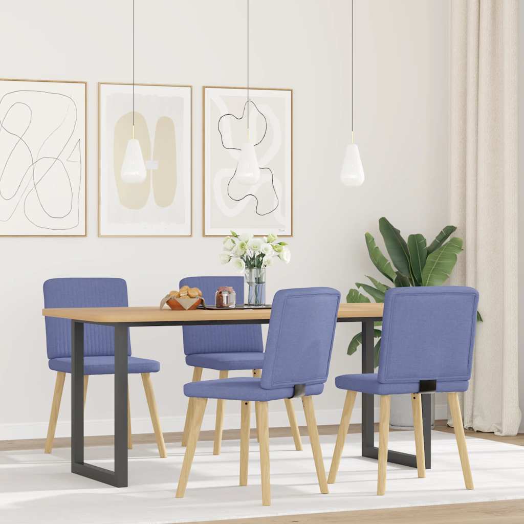 Spisestuestole 4 stk Denim Blå Stof