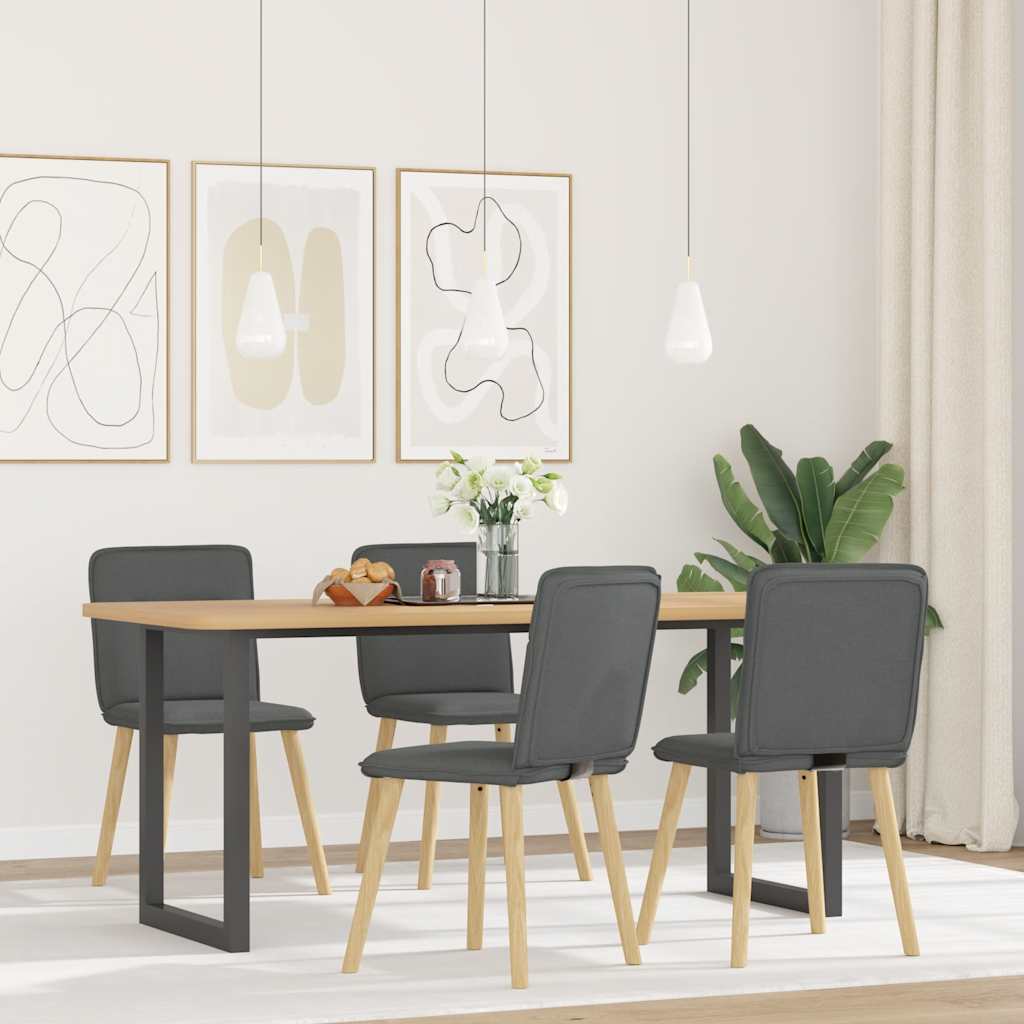 Spisestuestole 4 stk Mørkegrå Stof