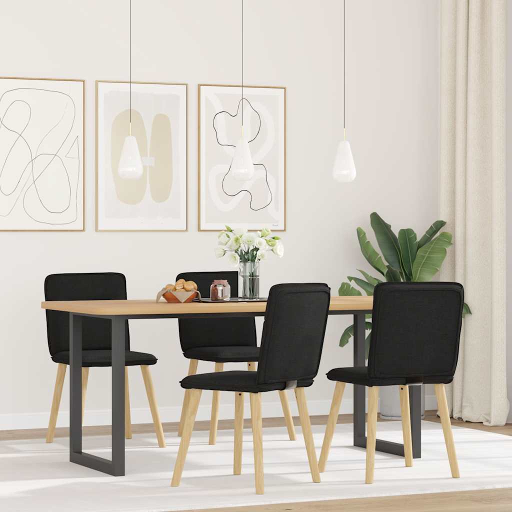 Spisestuestole 4 stk. Sort stof
