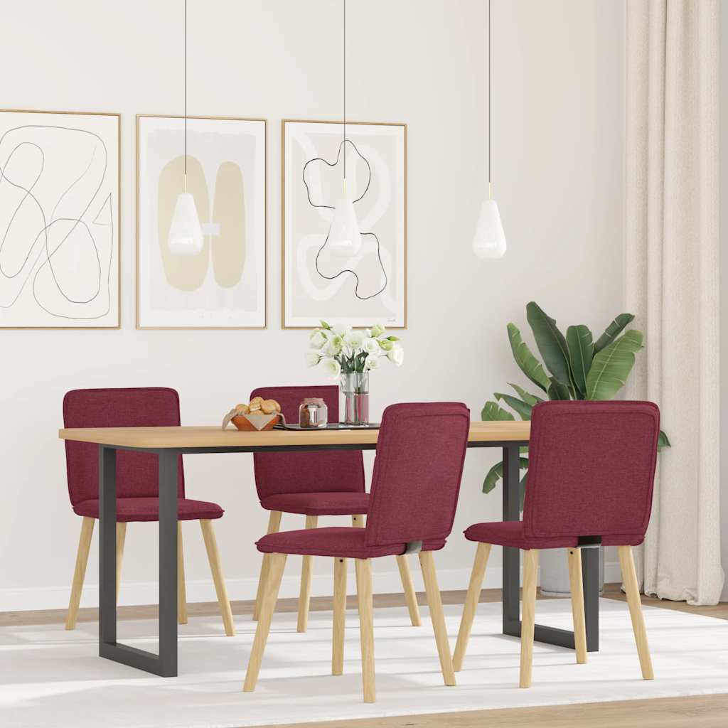 Spisestuestole 4 stk. Vinrødt stof