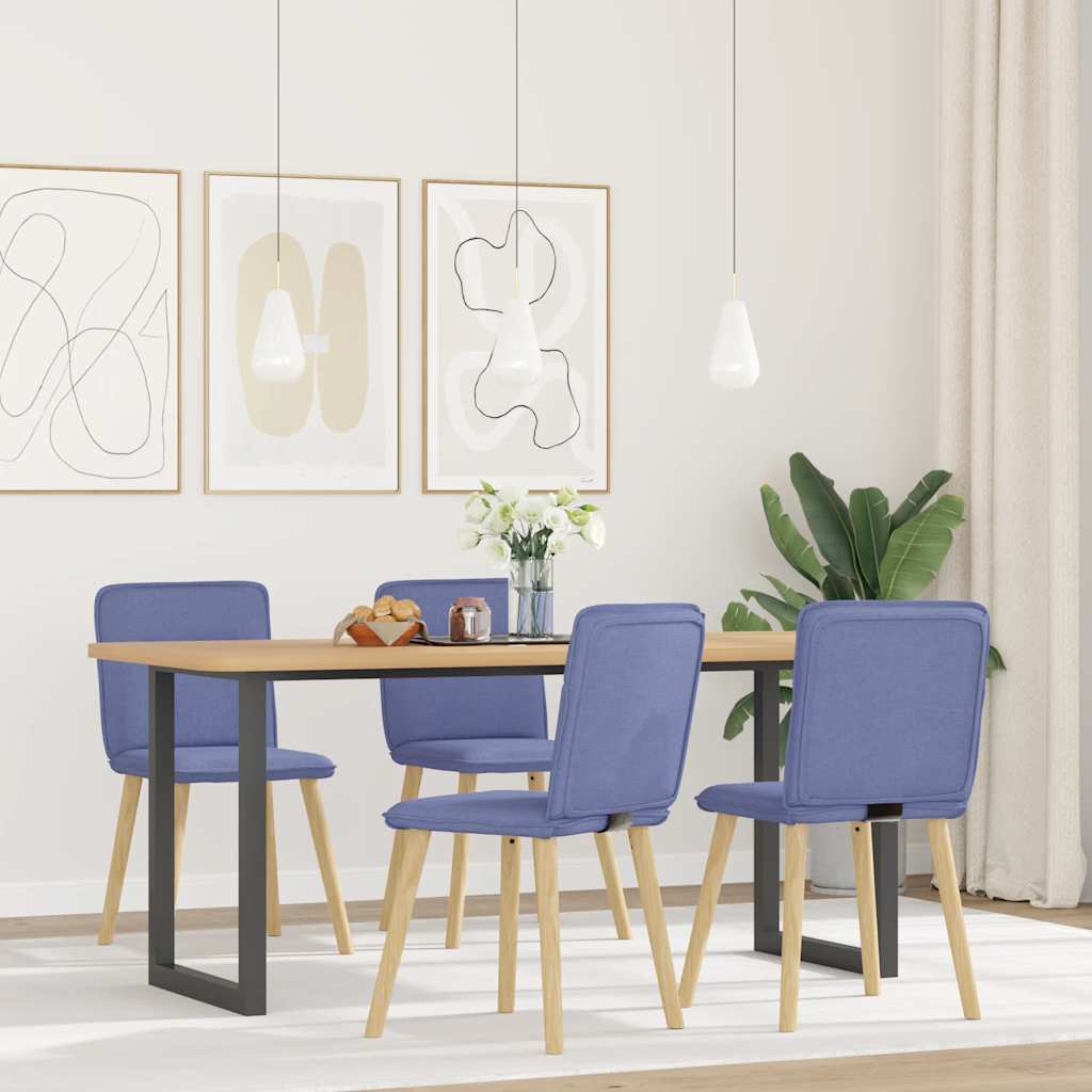 Spisestuestole 4 stk Denim Blå Stof