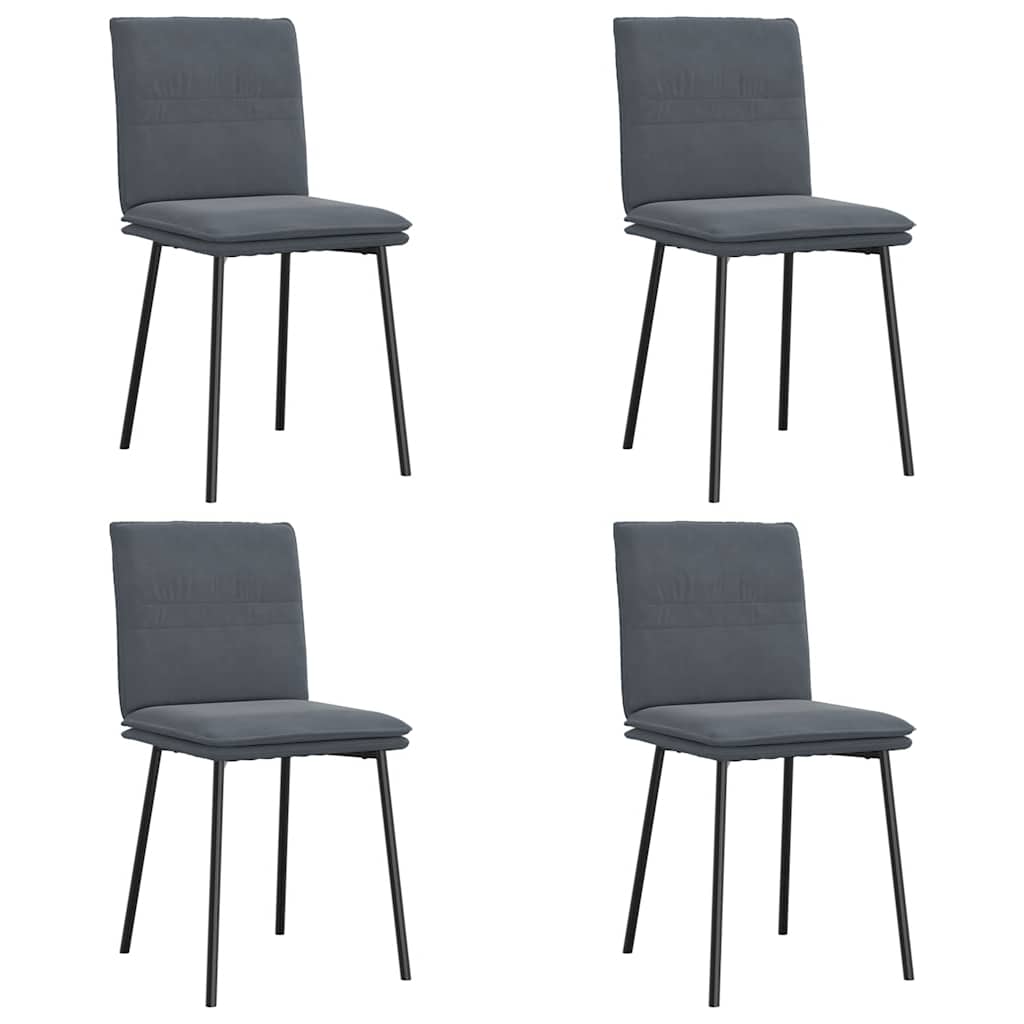 Spisestuestole 4 stk. Mørkegrå fløjl