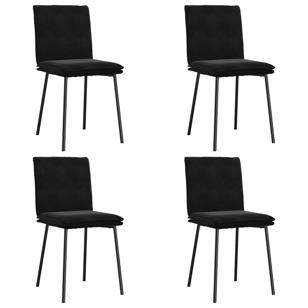Spisestuestole 4 stk. Sort fløjl