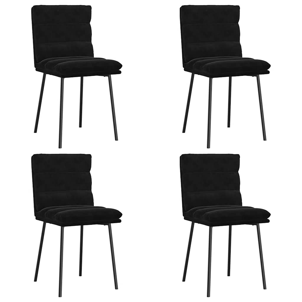 Spisestuestole 4 stk. Sort fløjl