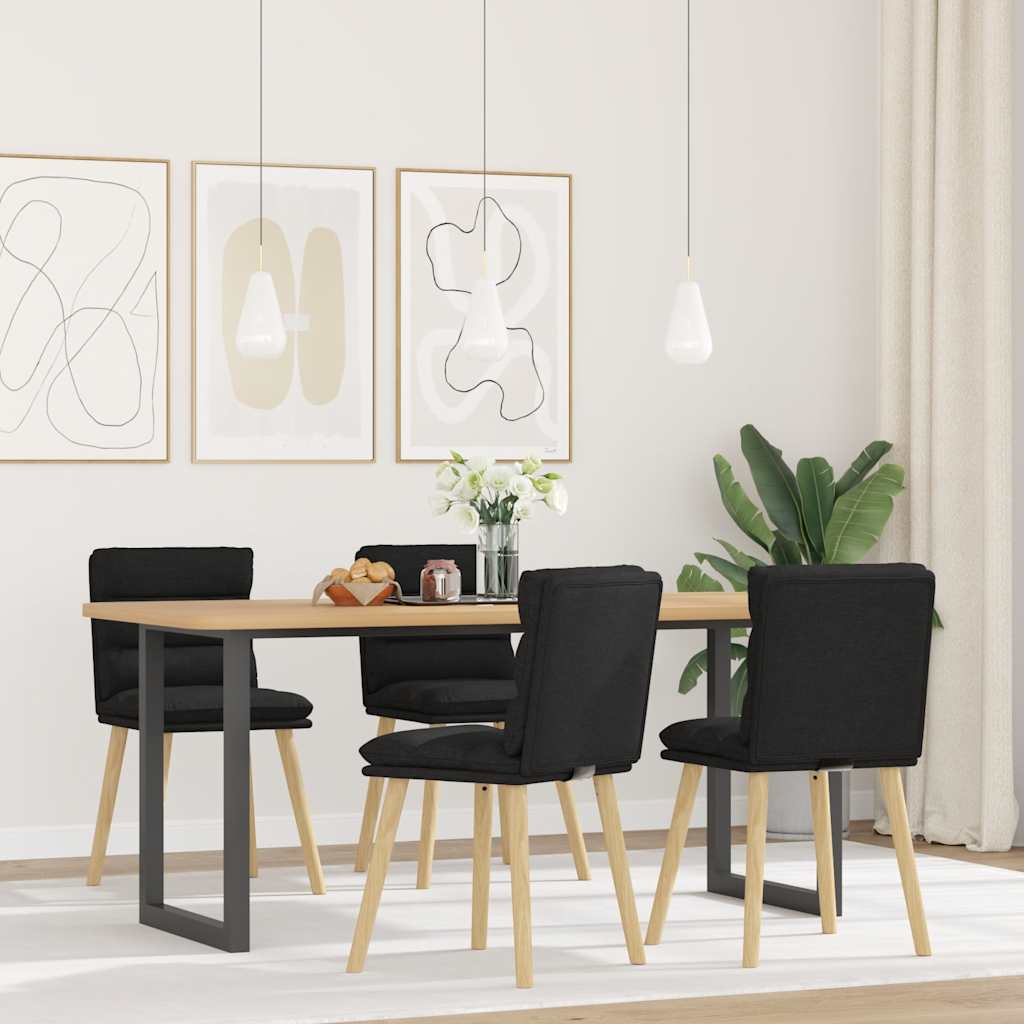 Spisestuestole 4 stk. Sort stof