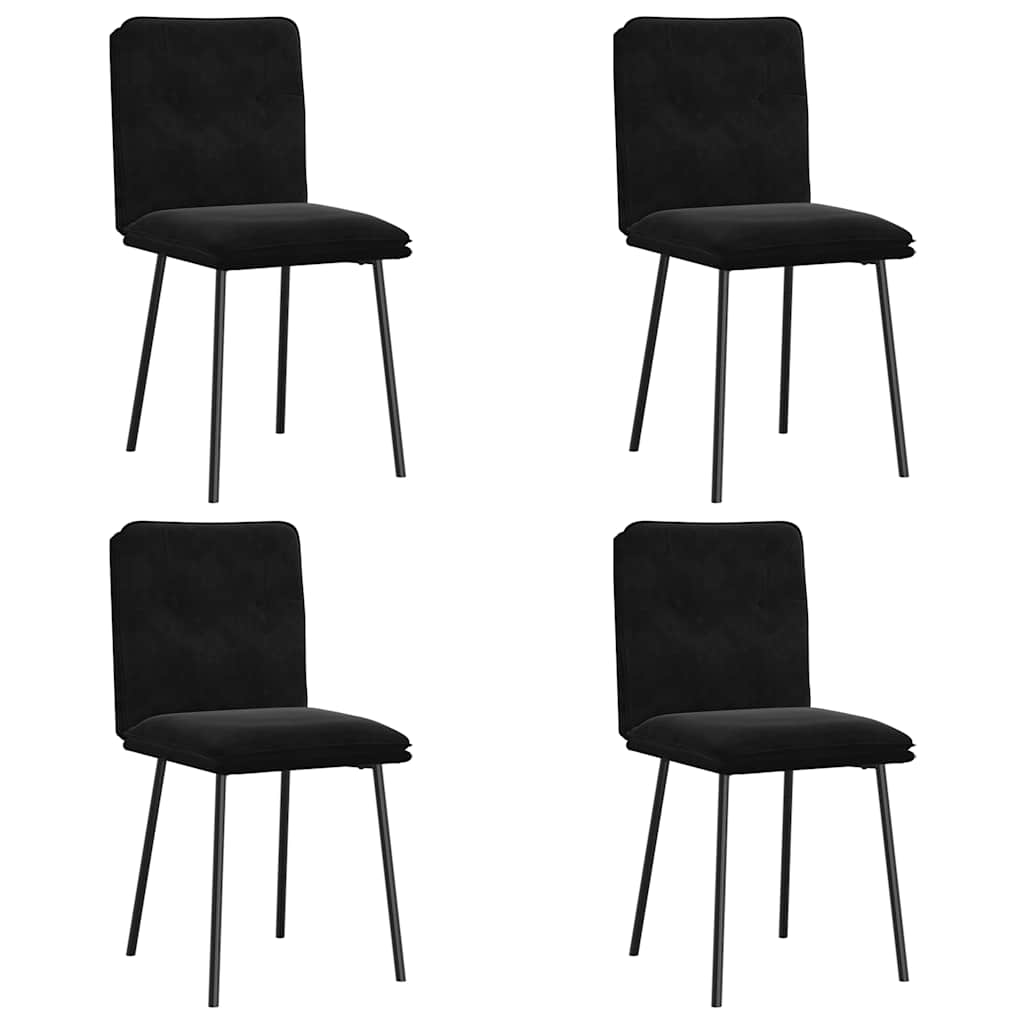 Spisestuestole 4 stk. Sort fløjl