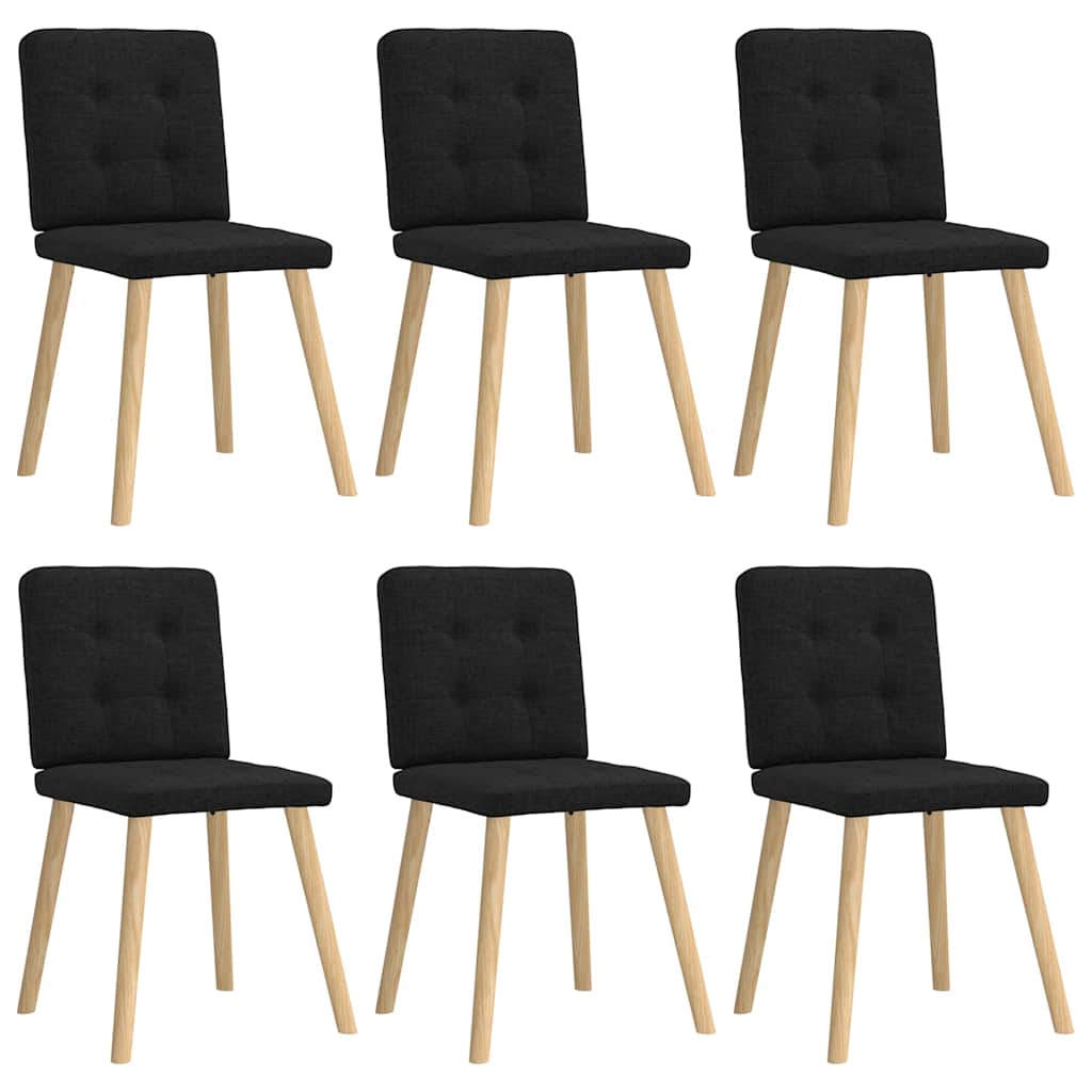 Spisestuestole 6 stk. Sort stof