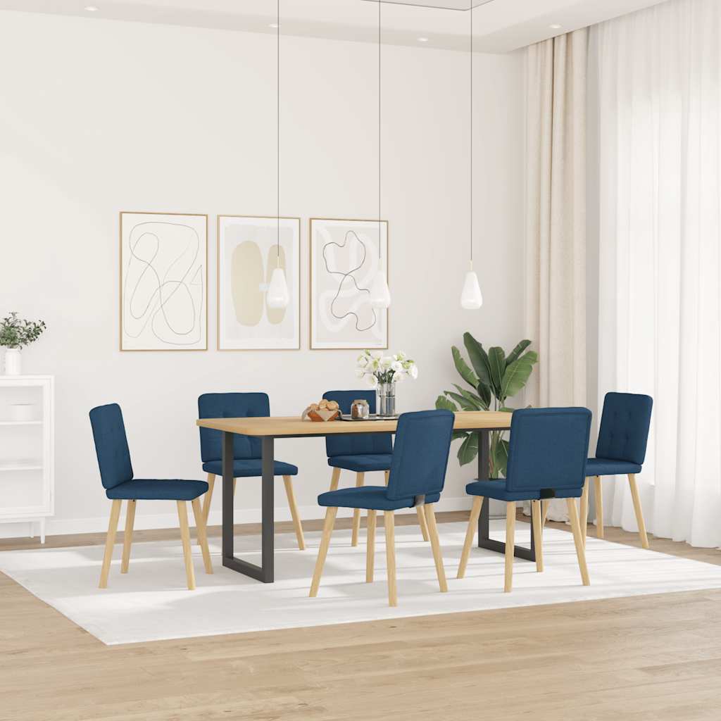 Spisestuestole 6 stk. Blåt stof