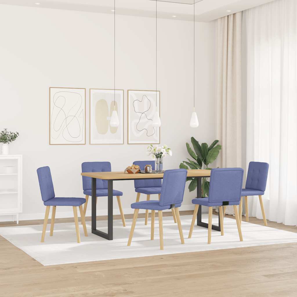 Spisestuestole 6 stk Denim Blå Stof