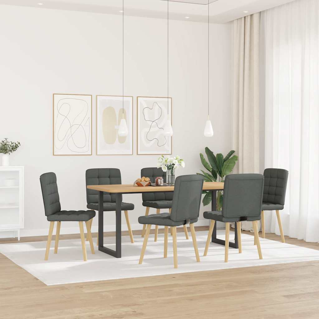 Spisestuestole 6 stk. Mørkegrå Stof