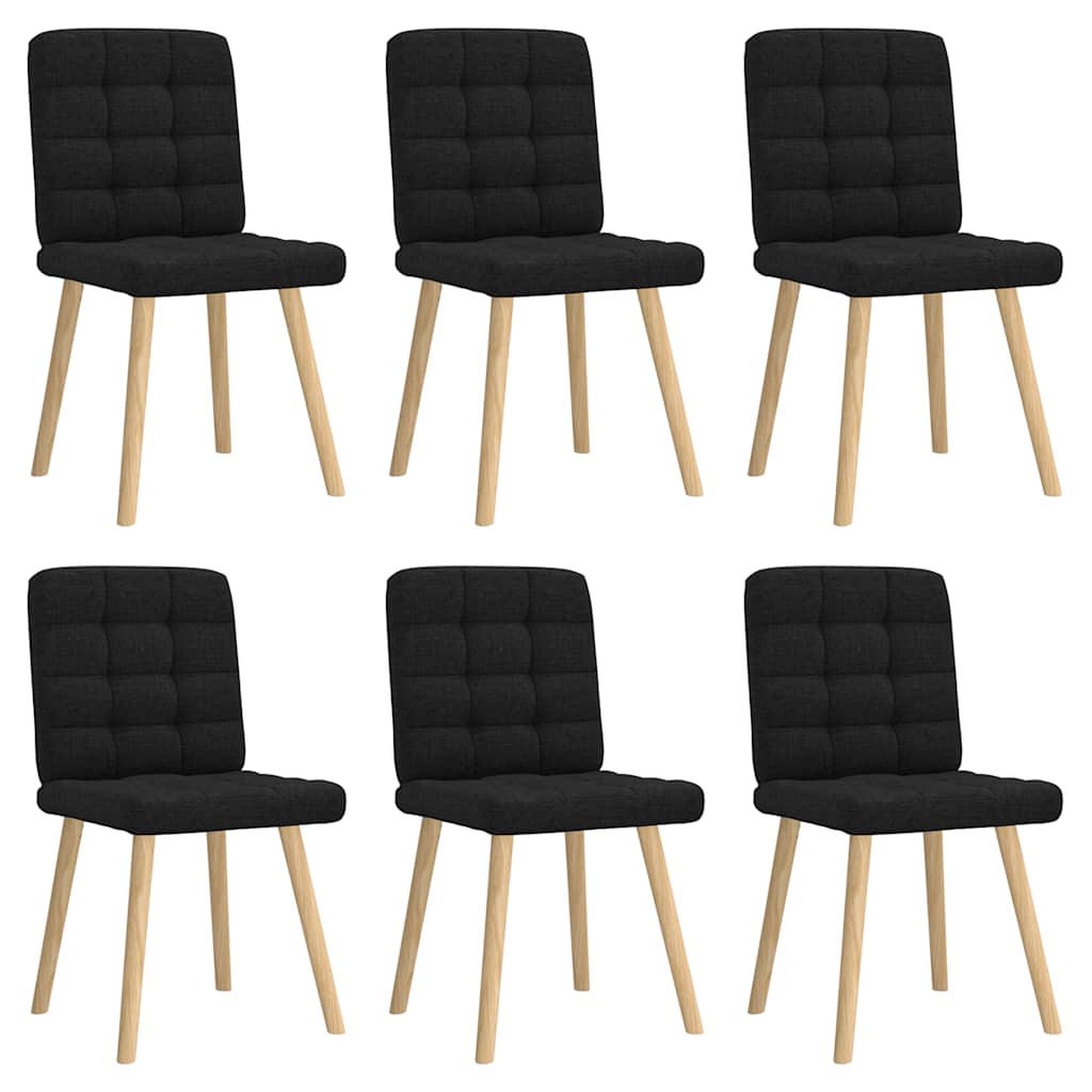 Spisestuestole 6 stk. Sort stof