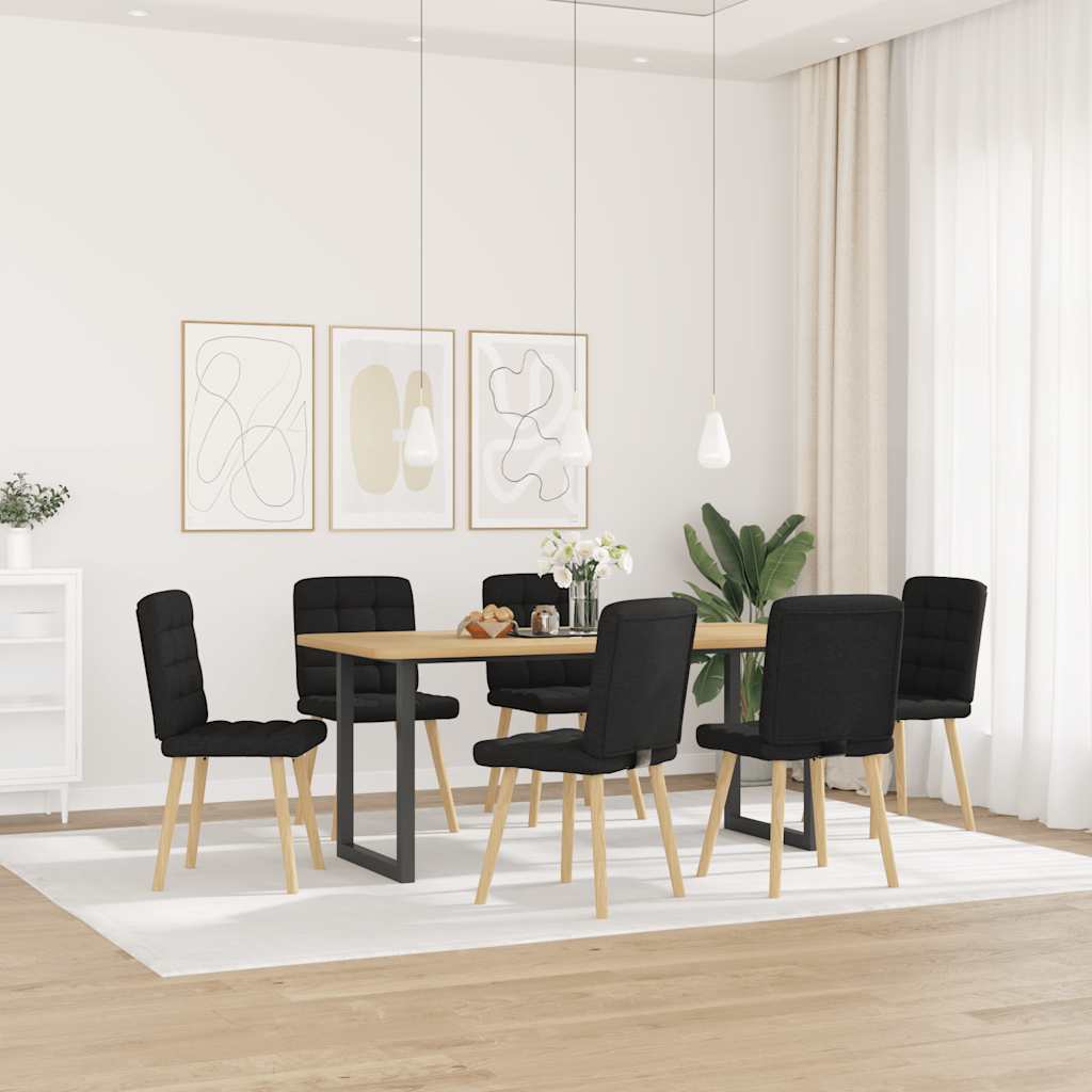 Spisestuestole 6 stk. Sort stof