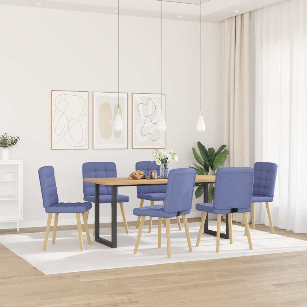 Spisestuestole 6 stk Denim Blå Stof