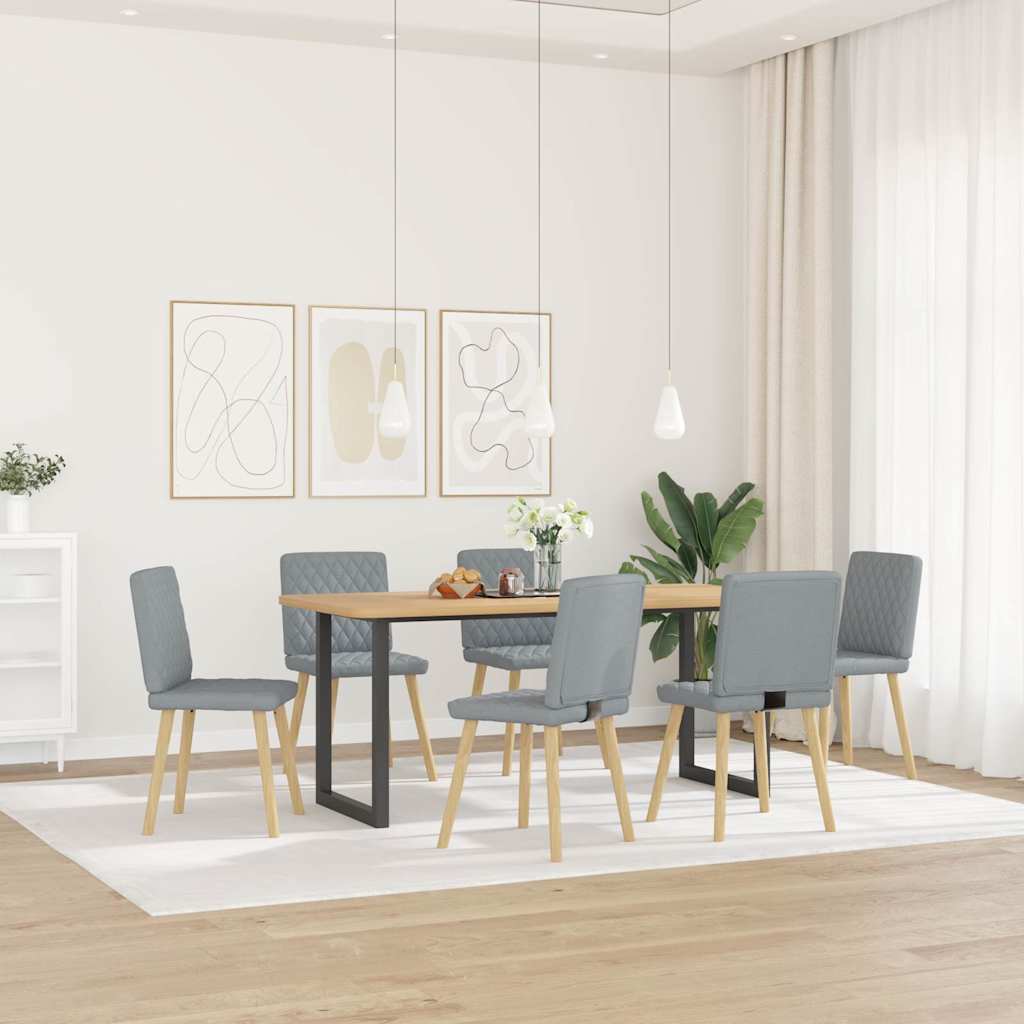 Spisestuestole 6 stk. Lysegrå Stof