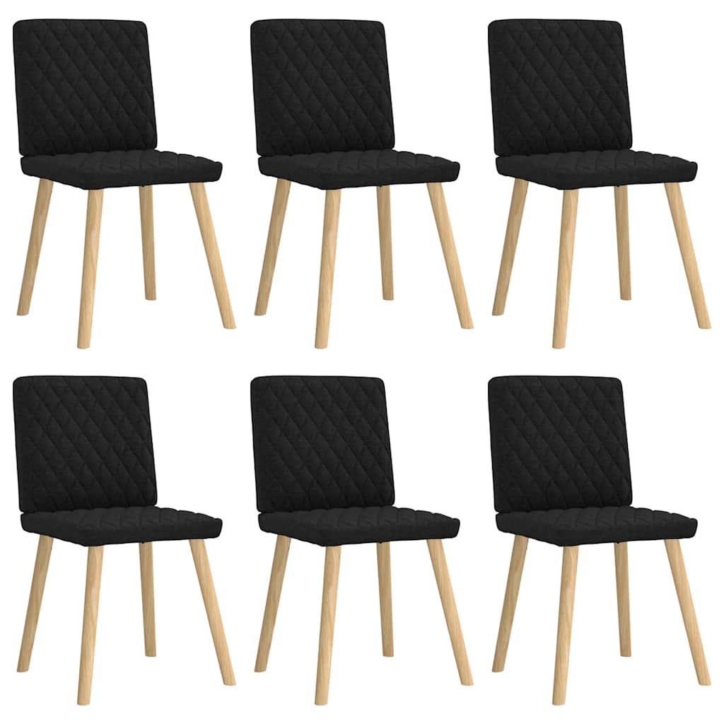Spisestuestole 6 stk. Sort stof