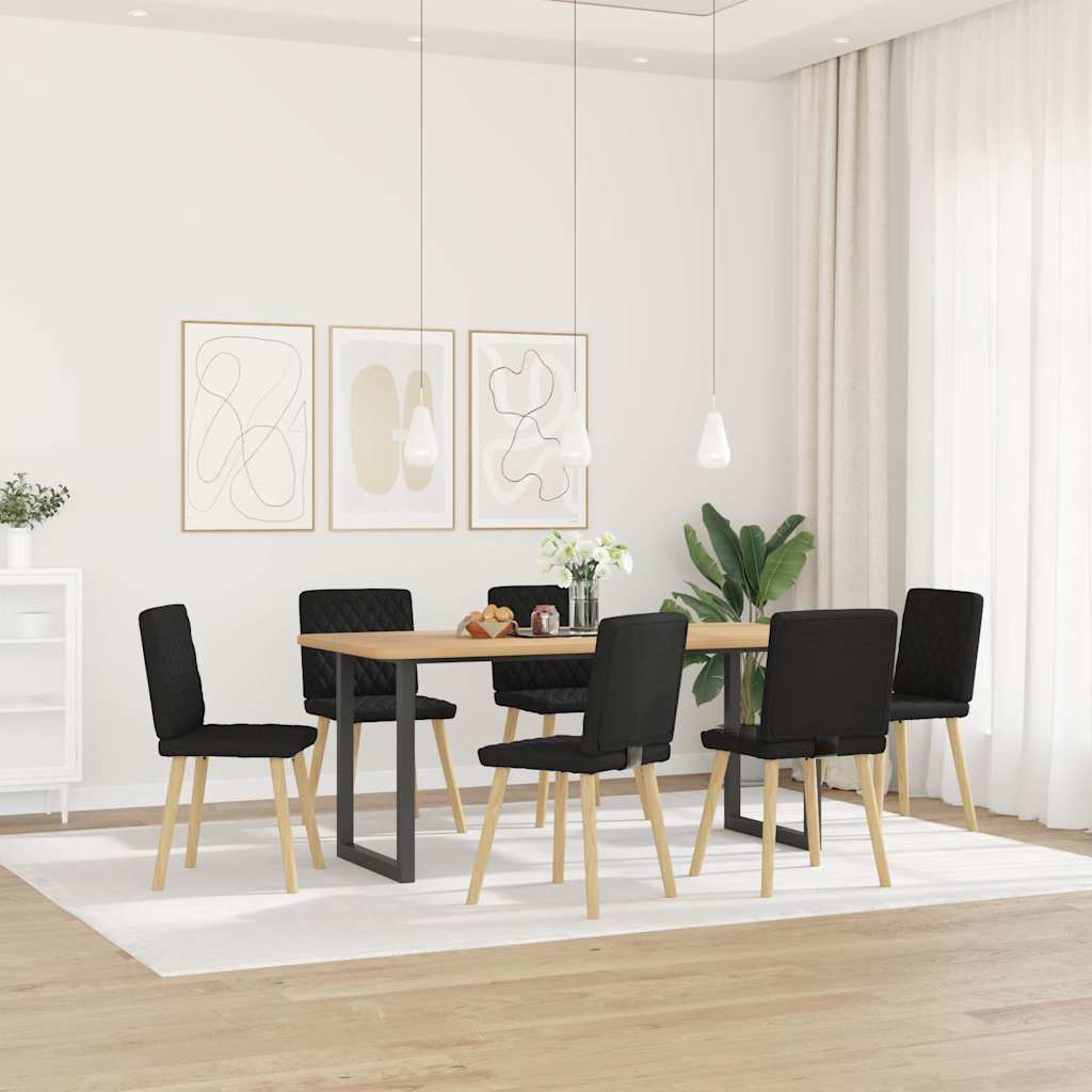 Spisestuestole 6 stk. Sort stof