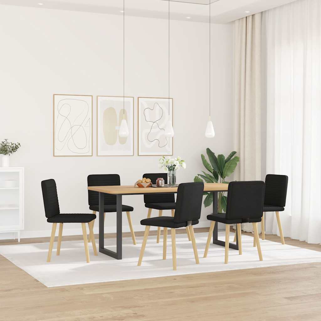 Spisestuestole 6 stk. Sort stof