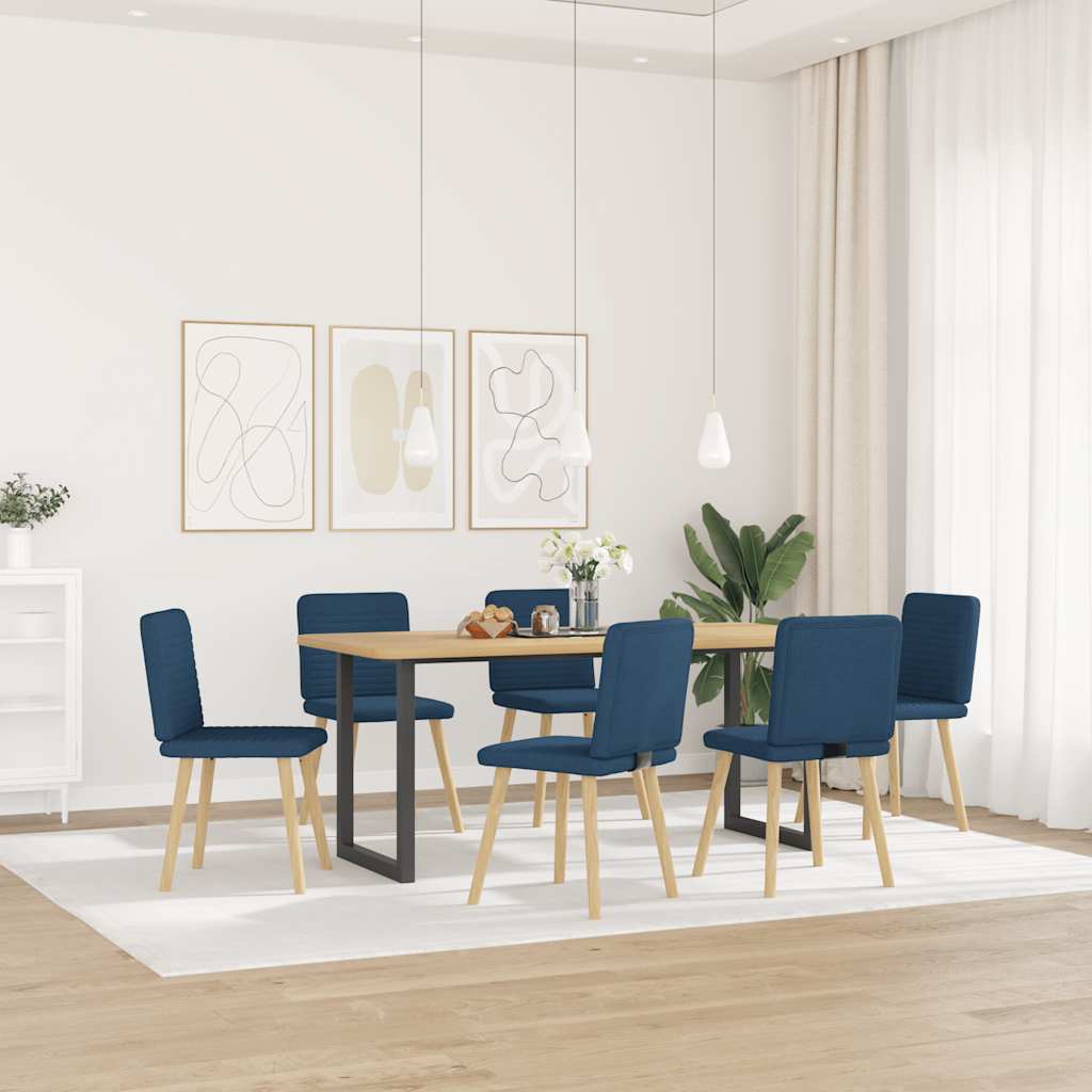 Spisestuestole 6 stk. Blåt stof