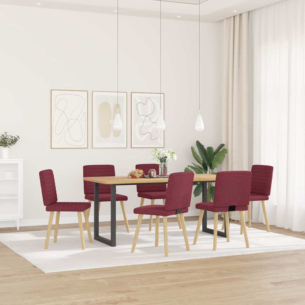 Spisestuestole 6 stk. Vinrødt stof