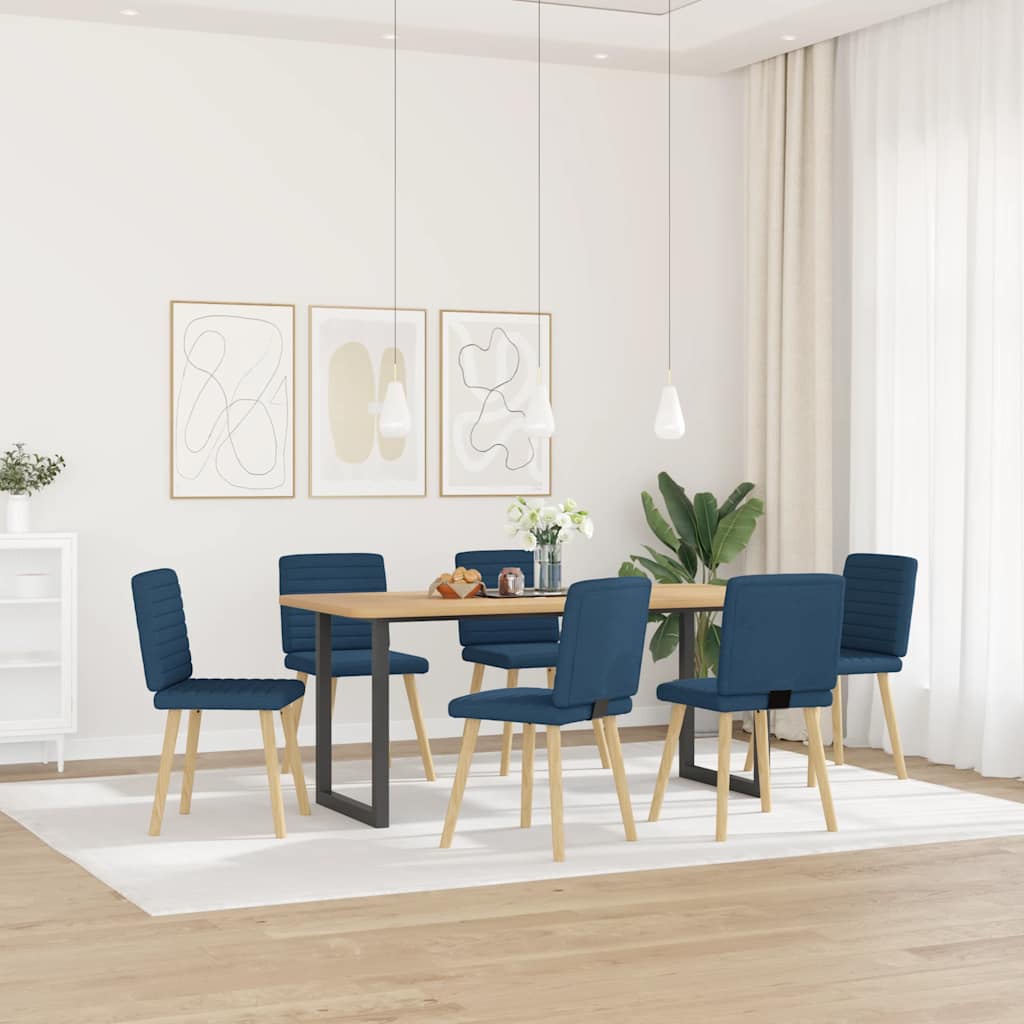 Spisestuestole 6 stk. Blåt stof