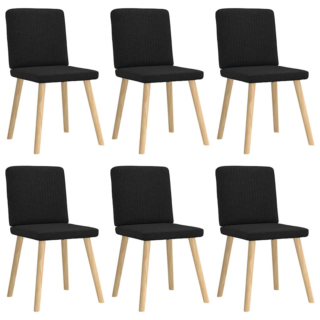Spisestuestole 6 stk. Sort stof